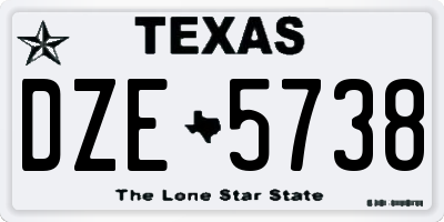 TX license plate DZE5738