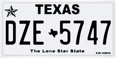 TX license plate DZE5747