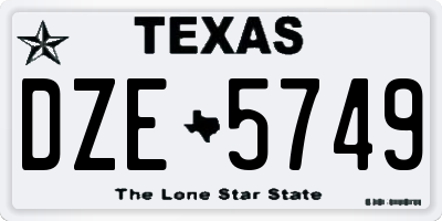 TX license plate DZE5749
