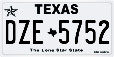 TX license plate DZE5752