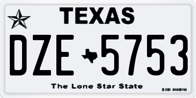 TX license plate DZE5753