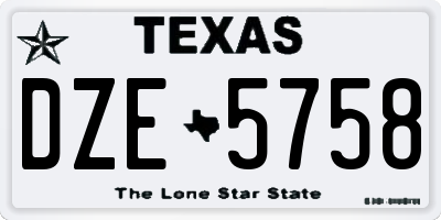 TX license plate DZE5758