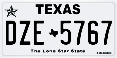 TX license plate DZE5767