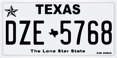 TX license plate DZE5768