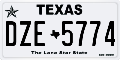 TX license plate DZE5774