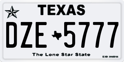 TX license plate DZE5777