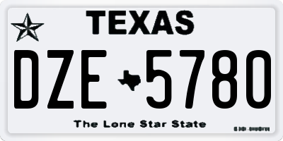 TX license plate DZE5780