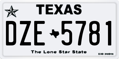 TX license plate DZE5781