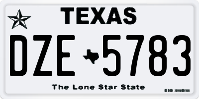 TX license plate DZE5783