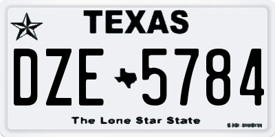 TX license plate DZE5784