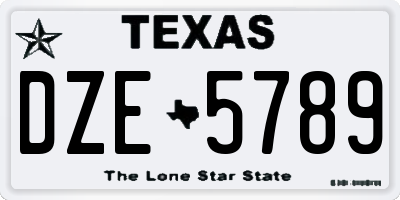 TX license plate DZE5789