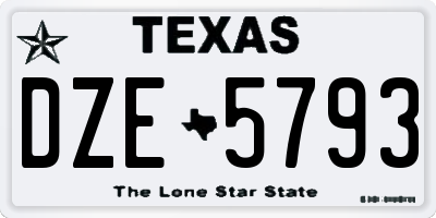 TX license plate DZE5793