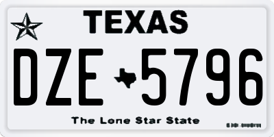 TX license plate DZE5796