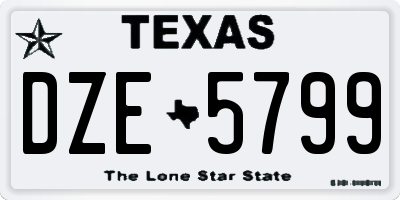 TX license plate DZE5799