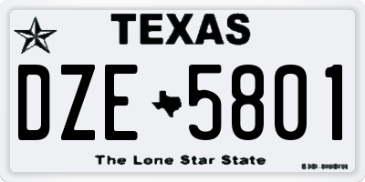 TX license plate DZE5801