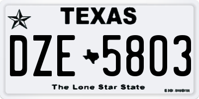 TX license plate DZE5803