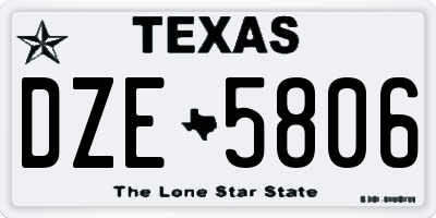 TX license plate DZE5806