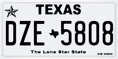 TX license plate DZE5808