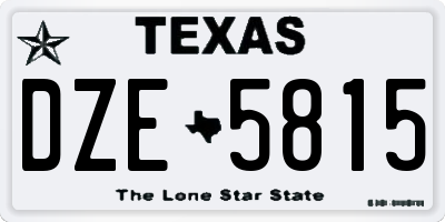 TX license plate DZE5815