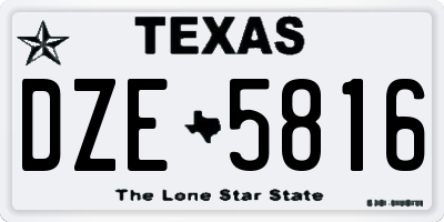 TX license plate DZE5816