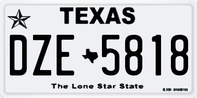 TX license plate DZE5818