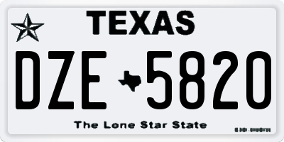 TX license plate DZE5820