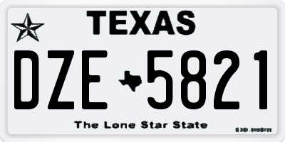 TX license plate DZE5821