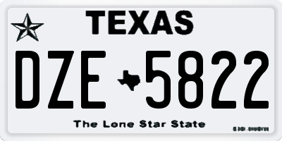 TX license plate DZE5822