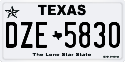 TX license plate DZE5830