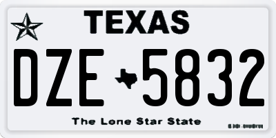 TX license plate DZE5832