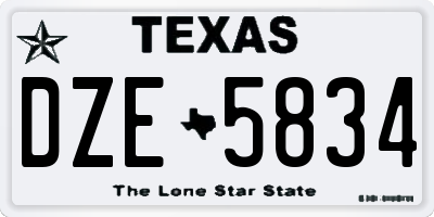 TX license plate DZE5834