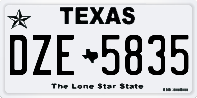 TX license plate DZE5835