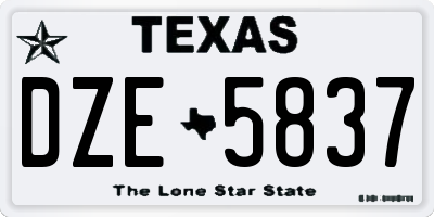 TX license plate DZE5837