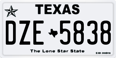 TX license plate DZE5838