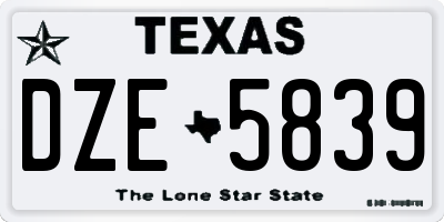 TX license plate DZE5839
