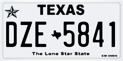 TX license plate DZE5841