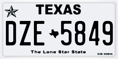 TX license plate DZE5849
