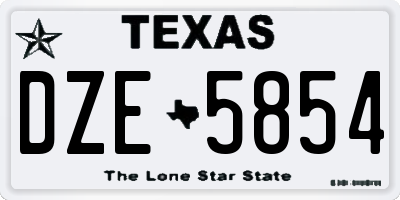 TX license plate DZE5854