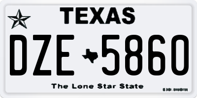 TX license plate DZE5860