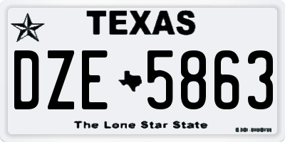 TX license plate DZE5863