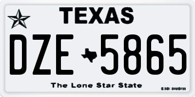 TX license plate DZE5865