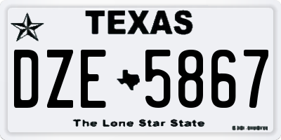 TX license plate DZE5867