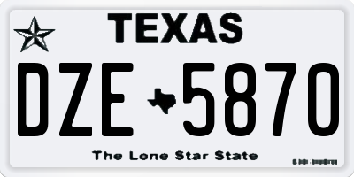 TX license plate DZE5870