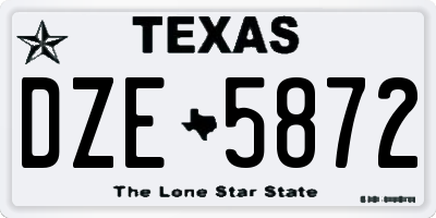 TX license plate DZE5872