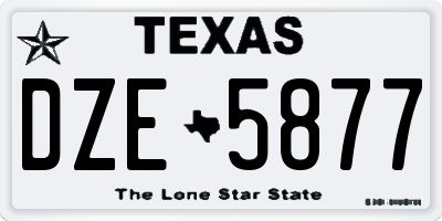 TX license plate DZE5877