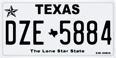 TX license plate DZE5884