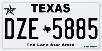 TX license plate DZE5885