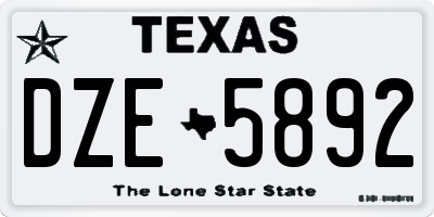 TX license plate DZE5892