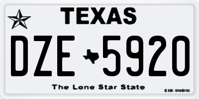 TX license plate DZE5920