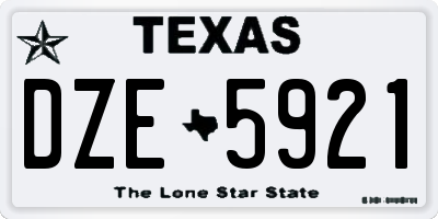 TX license plate DZE5921